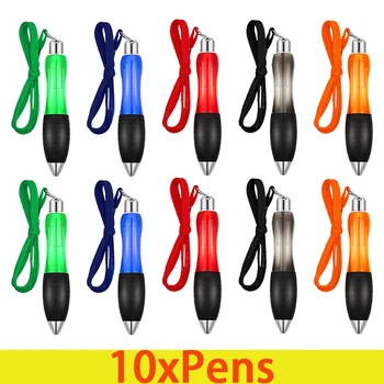 10 шт. разноцветных круглых шариковых ручек с подвесной веревкой, студенты используют толстую выдвижную ручку в форме атома, круглую