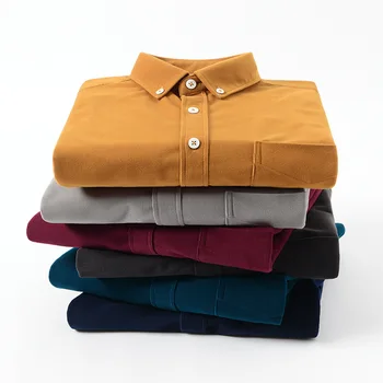 2023 Весенние новые однобортные мужские рубашки, деловые повседневные Модные однотонные вельветовые мужские рубашки, Осенние обычные рубашки для мужчин