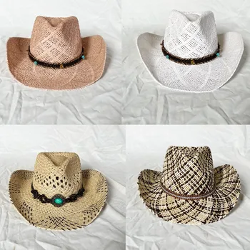 2023 новая ковбойская шляпа ручной работы, новые соломенные шляпы для мужчин и женщин с джазовыми полыми полями, уличная ковбойская шляпа, солнцезащитная шляпа, сомбреро hombre
