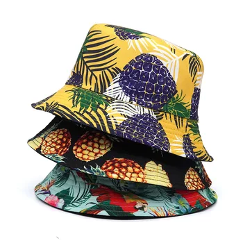 2023 реверсивный фруктами, ведро шляпа для мужчин женщин шляпа рыбака, Панама Боб головные уборы летние ананас женская шляпа