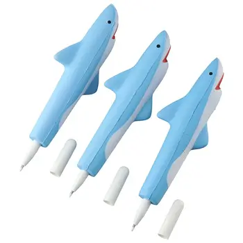 3 шт. Синие чехлы для ручек 0,5 мм Shark Ручки с черными чернилами Ручка-роллер Офисная