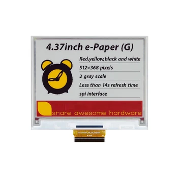4,37-дюймовая Электронная бумага E-Ink S n 512X368 пикселей Красные Желтые Черно-Белые Четырехцветные чернила S n Коммуникационный модуль SPI