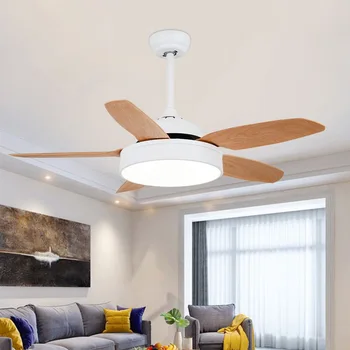42-дюймовый акриловый потолочный светильник в виде вентилятора, светодиодная лампа для спальни, гостиной, потолочный вентилятор с отключением звука, светодиодные потолочные вентиляторы