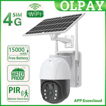 4G SIM WIFI Солнечная камера PIR Обнаружение человека 5-Мегапиксельная Солнечная PTZ-камера CCTV Беспроводное наблюдение IP-камера Аккумуляторная батарея