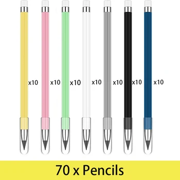 70шт Вечный карандаш с колпачком для ручки, однотонный карандаш Infinity для письма, офисные принадлежности, школьные принадлежности и канцелярские принадлежности