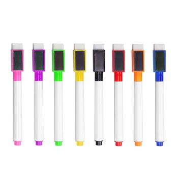 8ШТ Многофункциональных красочных портативных мини-маркеров для холодильника, 8 цветных магнитных маркеров для сухой стирания, ручка для белой доски, Маркеры