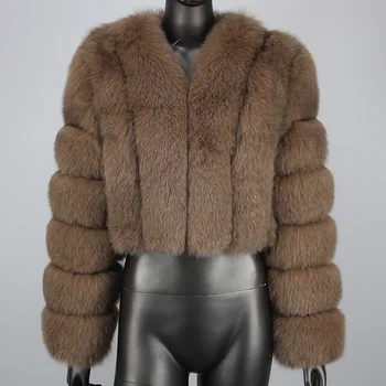CXFS 2023 Зимняя женская куртка из натурального меха, пальто из натурального лисьего меха, Короткая стильная одежда С длинным рукавом, женская мода, Уличная одежда