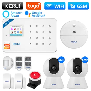 KERUI W181 Сигнализация Tuya с датчиком движения Охранная сигнализация WIFI GSM Центральный блок Панель сигнализации Smart Life APP Control