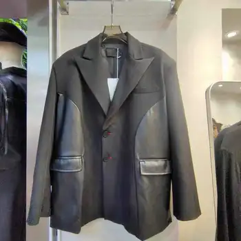 TD9152 Модные Мужские Пальто и куртки 2023 для подиума из полупрозрачной жаккардовой сетки, новый китайский летний свободный костюм на шнуровке