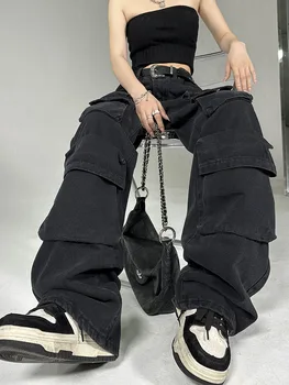 WCFCX STUDIO Ретро комбинезон, джинсы, женские модные женские брюки, сексуальные свободные повседневные брюки с высокой талией, винтажная уличная одежда