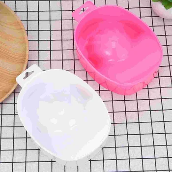 WINOMO 2ШТ Чаша для мытья ногтей и маникюра, лоток для снятия лака (случайный цвет)