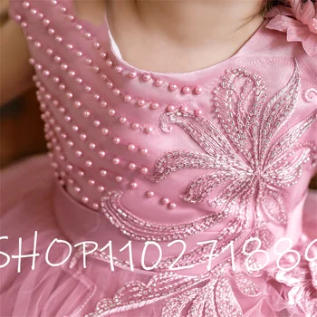 Бальное платье Dreamgirl с кружевной аппликацией в виде желтого цветка, платье для вечеринки в честь дня рождения для девочек, платья для причастия с круглым вырезом и рукавами для малышей