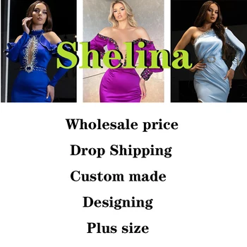 Вечернее платье Shelina 2023 без бретелек с блестящими аппликациями, раздельное платье трапециевидной формы в стиле Нойт