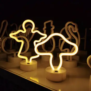 Декоративный Неоновый Свет Led Neon Light Очаровательный Ангел Неоновая Вывеска Лампа Usb/ с Батарейным Питанием Грибовидный Светодиодный Светильник для неблескивания