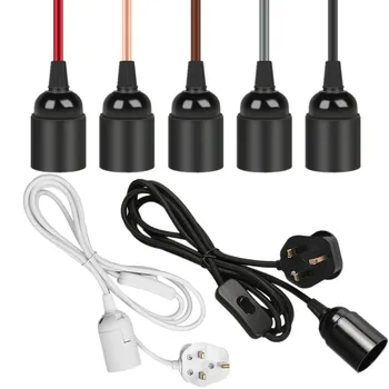 Держатель основания лампы Кабель шнура питания 3/4 м E27 UK Подвесной светодиодный светильник для подвешивания ламп, адаптеры для розеток с переключателем 220 В