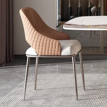Домашний Роскошный ресторан Современные минималистичные книжные столы и стулья Кожаный минималистичный Итальянский обеденный стул с креативной спинкой
