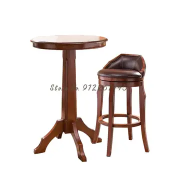 Европейский барный стул из массива дерева, высокий барный стул, Американский барный стул, бытовой вращающийся стул, барный стул из массива дерева, барный стул