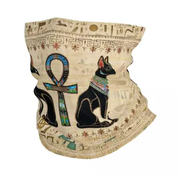 Египетские кошки и Анкх Гетры с перекрестной шеей Женщины Мужчины УФ-маска для лица Зимний Древнеегипетский шарф-бандана для лыж