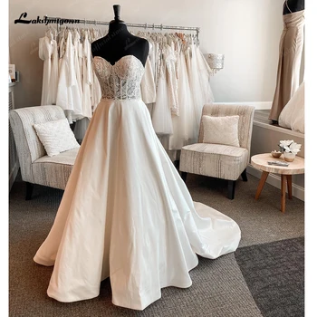 Женские свадебные платья Lakshmigown с открытыми плечами 2024, платья А-силуэта, атласные свадебные платья vestido de casamento