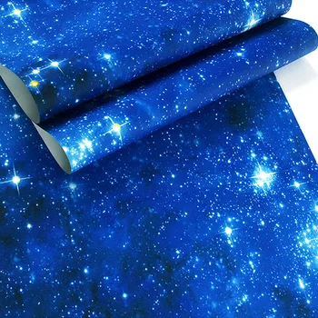 Звездные ПВХ обои для детской комнаты Ярко-синие потолочные обои для спальни 3d Обои для гостиной