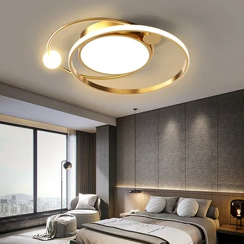 Золотой современный светодиодный потолочный светильник в скандинавском стиле, круглый светильник для гостиной, спальни, ресторана, кухни, для чтения, Планетарные лампы