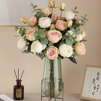 Имитация розы императорской супруги в европейском стиле с 3 головками, мягкое украшение для дома из благородной розы супруги, свадебный искусственный цветок