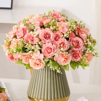 Искусственные Шелковые цветы Пион высокого качества для свадьбы Украшение дома в гостиной Реквизит для фотосъемки Поддельная Цветочная композиция