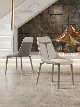 Итальянский минималистичный обеденный стул, современный минималистичный дизайнер, высококачественный обеденный стул из нержавеющей стали