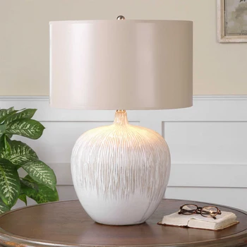 Керамическая настольная лампа для гостиной, роскошная американская простая современная индивидуальность, прикроватная лампа для спальни, дизайнерская белая большая скандинавская