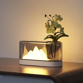 Креативная светодиодная лампа для подзарядки растений Горный Ночник Настольная лампа для растений Мини-Горшок для хранения Окружающий свет с регулируемой яркостью Дизайн
