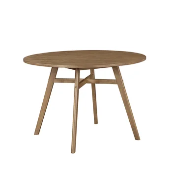 Круглый обеденный стол из массива дерева 44 дюйма, цвет орехового дерева, включает 1 стол, вес 42 фунта, 44,00x44,00x30,00 дюймов