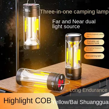 Лампа для палатки с USB-зарядкой Type C, светодиодный портативный фонарь, фонарь для кемпинга, Водонепроницаемое аварийное освещение, блок питания, Белый Теплый свет
