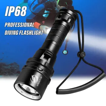 Мощный фонарик для дайвинга с наивысшей степенью водонепроницаемости IP68, профессиональный фонарь для дайвинга, работающий от батареи 18650 с ручной веревкой