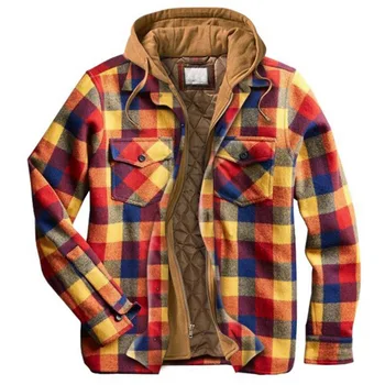 Мужская рубашка с капюшоном с длинными рукавами, осень и зима, новая толстая теплая Европа и Соединенные Штаты, повседневная свободная рубашка большого размера