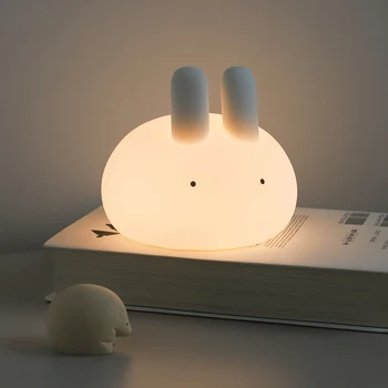 Мягкий силиконовый перезаряжаемый ночник Bunny Timing Детское освещение Подарок маме для украшения детской спальни Милая лампа-кролик Подружка
