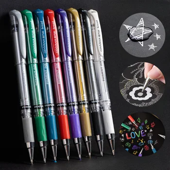 Набор из 8 цветов, Глянцевая ручка, масляный наконечник 1 мм, студенческая ручка для письма, ручная запись, кисть для рисования граффити, разметка линий, канцелярские принадлежности