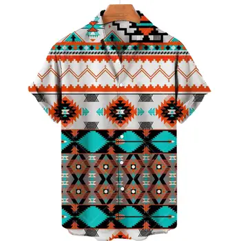 Новая Мужская Одежда, Гавайская Рубашка Для Мужчин, Модные Рубашки С Геометрическим Цветком Кешью и 3D Принтом, Однобортная Рубашка Для Мужчин, Топы