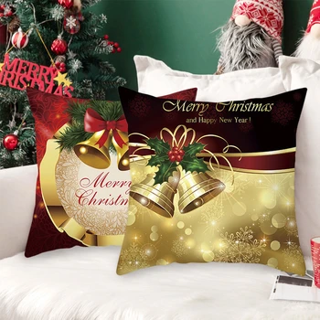 Новогоднее украшение для дома из черного золота, Чехол для подушки, Рождественское украшение интерьера, Подарок к празднику, Подарок на Новый год,
