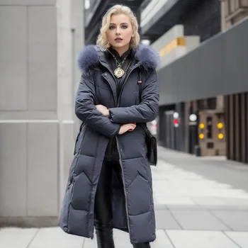 Новое модное женское длинное пальто с хлопковой подкладкой на зиму 2023 года