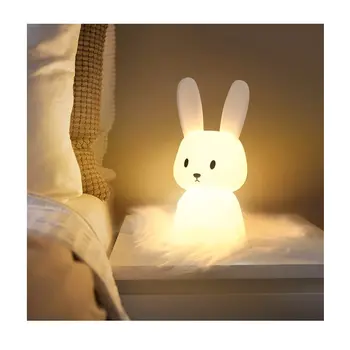 Ночник Bunny Baby, 7 Цветовых Изменений Освещения, Лампа Управления Касанием, USB Перезаряжаемая Ночная Лампа, Функция Синхронизации, Прикроватная Лампа Nursery Decora