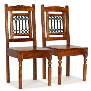 Обеденные стулья 2 шт из массива дерева с отделкой медового цвета Classic