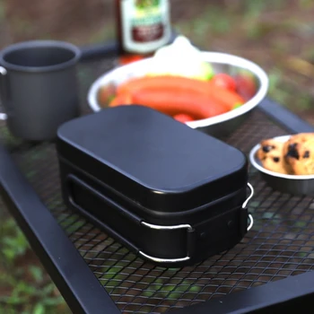 Открытый изолированный ланч-бокс, портативный алюминиевый ланч-бокс с двойной ручкой, для приготовления пищи, Bento Box для кемпинга и пеших прогулок