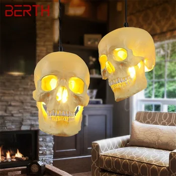 Подвесной светильник BERTH Nordic с креативным абажуром в виде черепа, декоративные светодиодные подвесные светильники современного дизайна для домашнего освещения