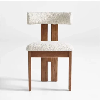 Простой обеденный стул из массива дерева в стиле Ретро, макияж, Кашемир из Ягненка, Дизайнерская модель Дома, Обеденный стул, мебель, диван, кресло