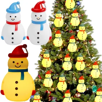 Рождественские светящиеся ночные огни в виде Снеговика, украшения для Рождественской елки, Лампа для дома на батарейках, Рождественские украшения 2023, Новогодние подарки