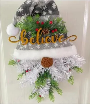 Рождественские Тканевые украшения для подвешивания головы Гнома Рождественская Зеленая Шляпа Подвеска в виде гнома Новый Год 2024 Рождественская кукла L5