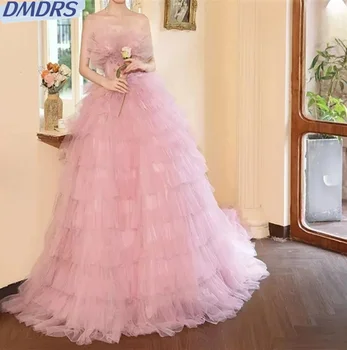 Розовое Свадебное платье Трапециевидной формы длиной до пола, Классическое Свадебное платье Без рукавов на шнуровке С Простыми Аппликациями, Платье Невесты Vestidos De Novia