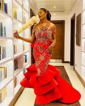 Роскошные вечерние платья Русалки Aso Ebi с аппликацией из бисера, Нигерийское женское платье для выпускного вечера, вечерние платья для второго приема