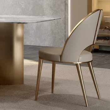 Роскошные Кожаные Обеденные стулья, Обеденный стул с золотыми металлическими ножками, удобное кресло, Барные стулья, Маникюрный салон, Кафе, Мебель для переодевания
