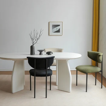 Роскошный минималистичный обеденный стул Из лебединой бархатной ткани, дизайнерский стул, Устойчивая удобная спинка, Эргономичный стул, яркий гладкий